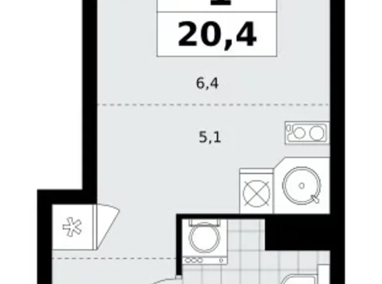 Квартира 1 комната 20 м² поселение Сосенское, Россия