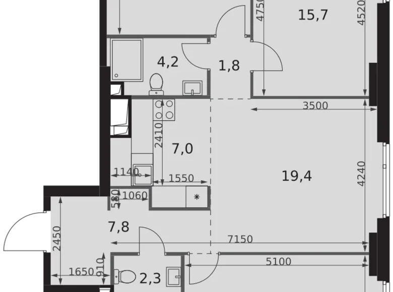 Mieszkanie 4 pokoi 91 m² North-Western Administrative Okrug, Rosja