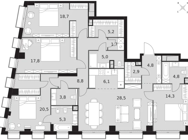 Apartamento 5 habitaciones 148 m² North-Western Administrative Okrug, Rusia