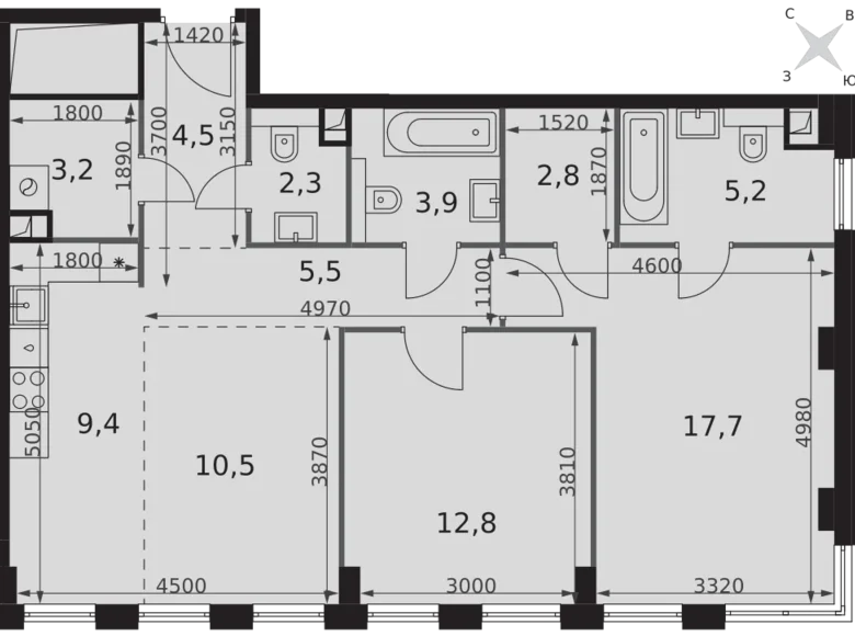 Wohnung 2 zimmer 78 m² Nordwestlicher Verwaltungsbezirk, Russland