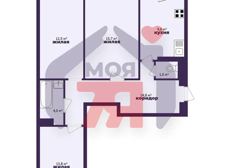 Wohnung 3 zimmer 71 m² Baryssau, Belarus