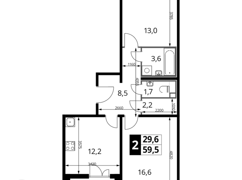 Mieszkanie 2 pokoi 60 m² Nekrasovka District, Rosja