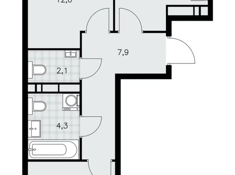 2 room apartment 52 m² poselenie Sosenskoe, Russia