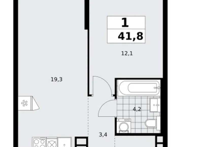 1 room apartment 42 m² poselenie Sosenskoe, Russia