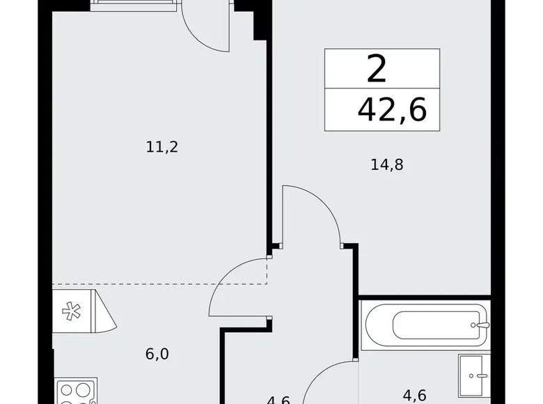 Wohnung 2 Zimmer 43 m² poselenie Sosenskoe, Russland