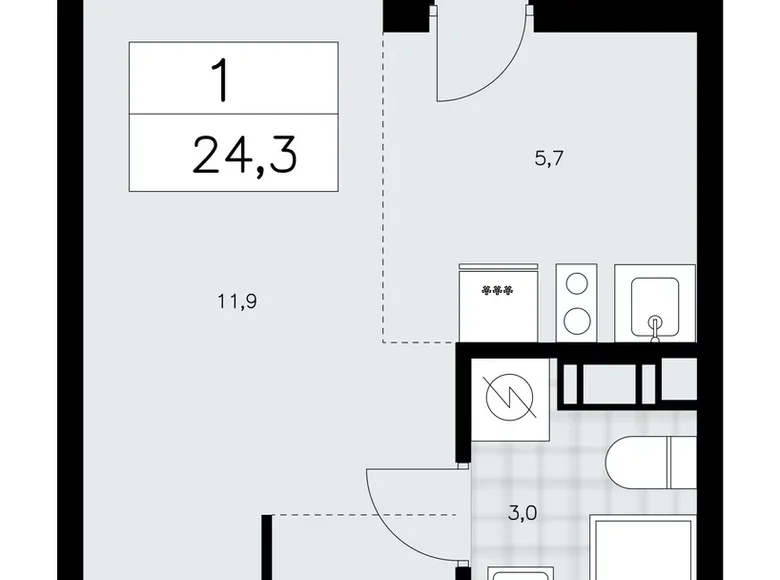 Mieszkanie 1 pokój 24 m² Krasnoye Selo, Rosja