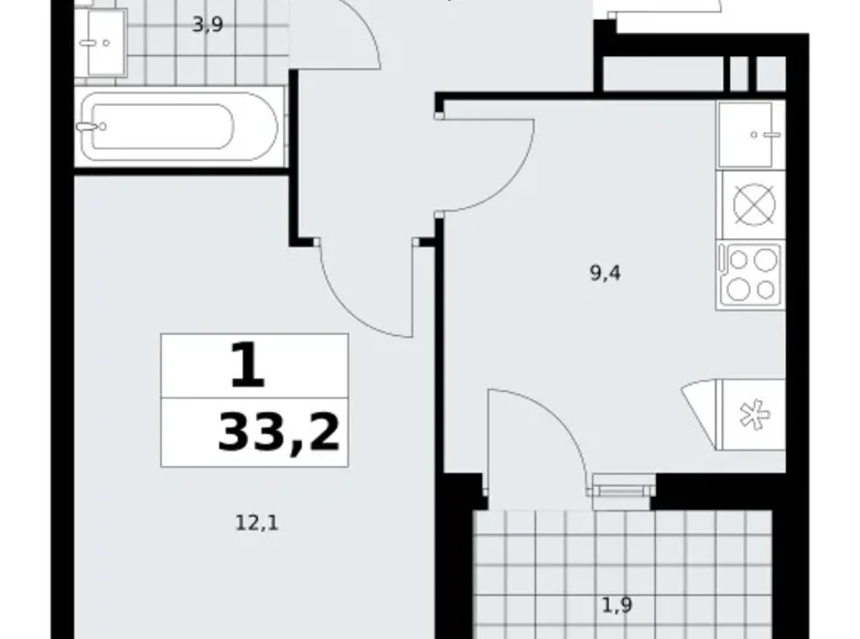 Apartamento 1 habitación 33 m² poselenie Sosenskoe, Rusia