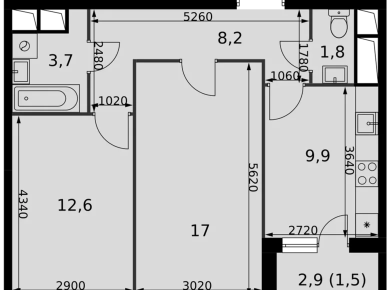 Apartamento 2 habitaciones 55 m² Razvilka, Rusia