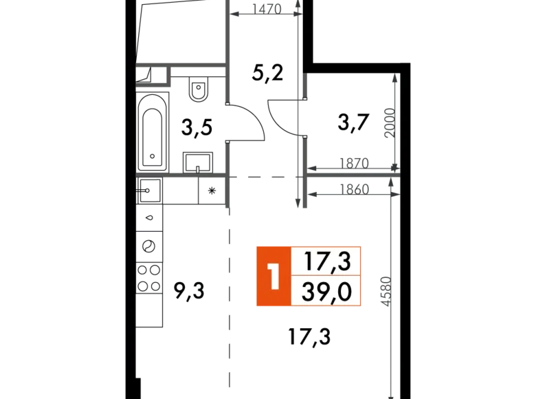 Kawalerka 1 pokój 39 m² North-Western Administrative Okrug, Rosja