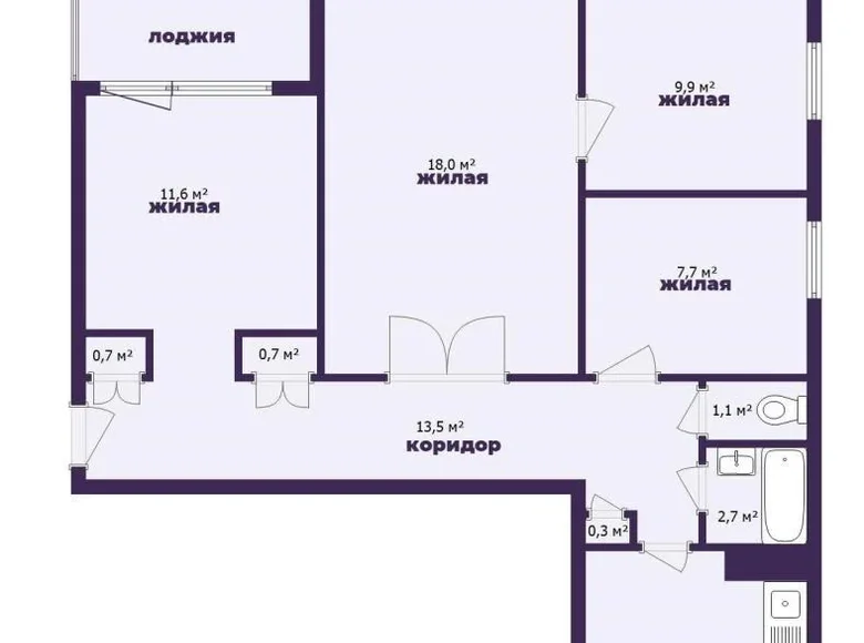 Квартира 4 комнаты 75 м² Фаниполь, Беларусь