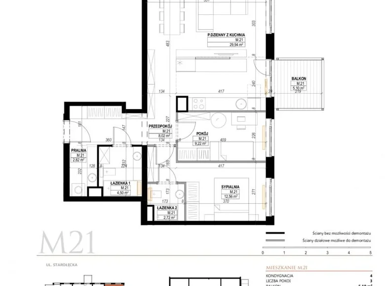 Wohnung 3 zimmer 69 m² Posen, Polen