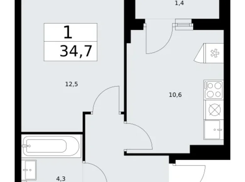 Appartement 1 chambre 35 m² Troïtsk, Russie