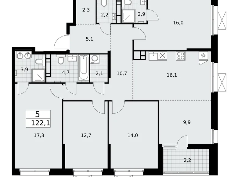 Apartamento 5 habitaciones 122 m² Moscú, Rusia