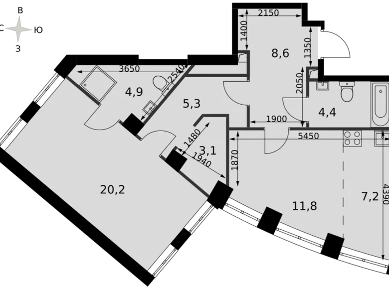 Appartement 1 chambre 65 m² North-Western Administrative Okrug, Fédération de Russie