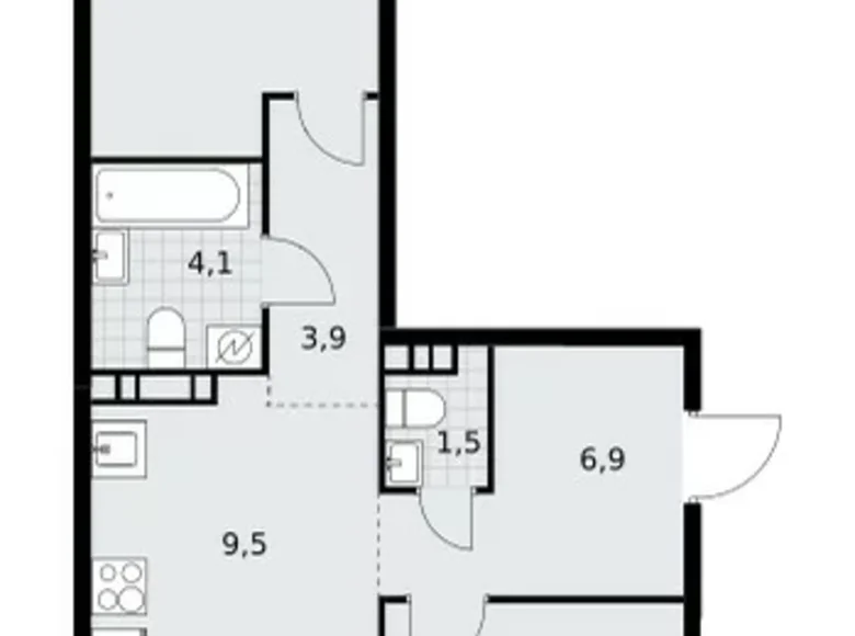 3 room apartment 60 m² Postnikovo, Russia