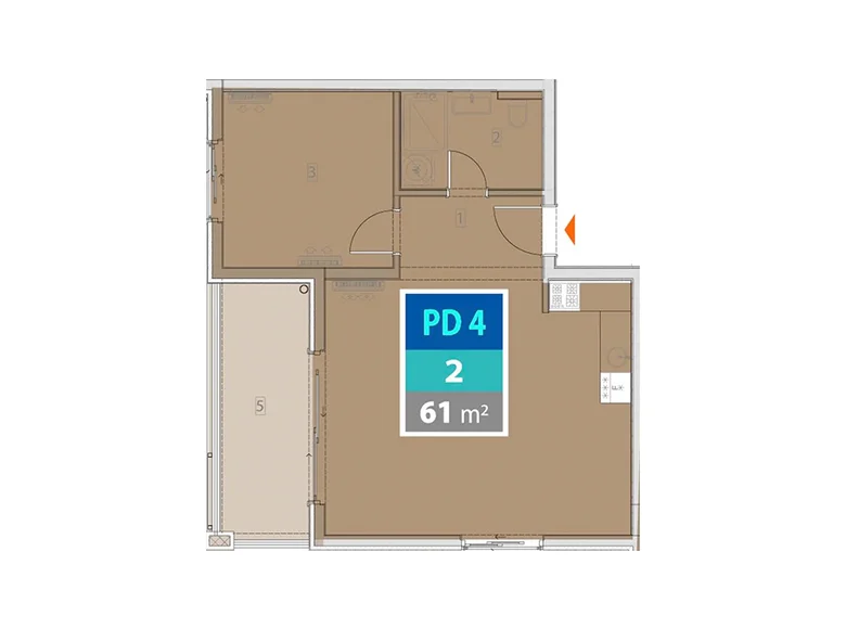 Mieszkanie 2 pokoi 61 m² Provodina, Czarnogóra