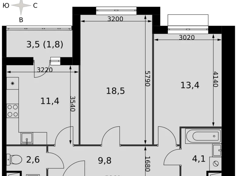 Wohnung 2 zimmer 62 m² Razvilka, Russland