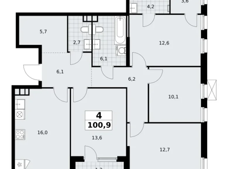 Appartement 4 chambres 101 m² South-Western Administrative Okrug, Fédération de Russie