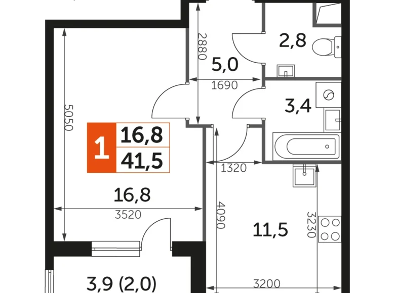 Wohnung 1 zimmer 42 m² Razvilka, Russland