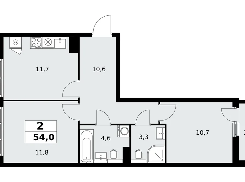 Apartamento 2 habitaciones 54 m² poselenie Sosenskoe, Rusia