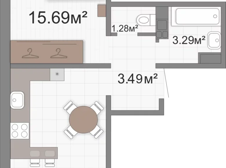 1 room apartment 41 m² Viazań, Belarus