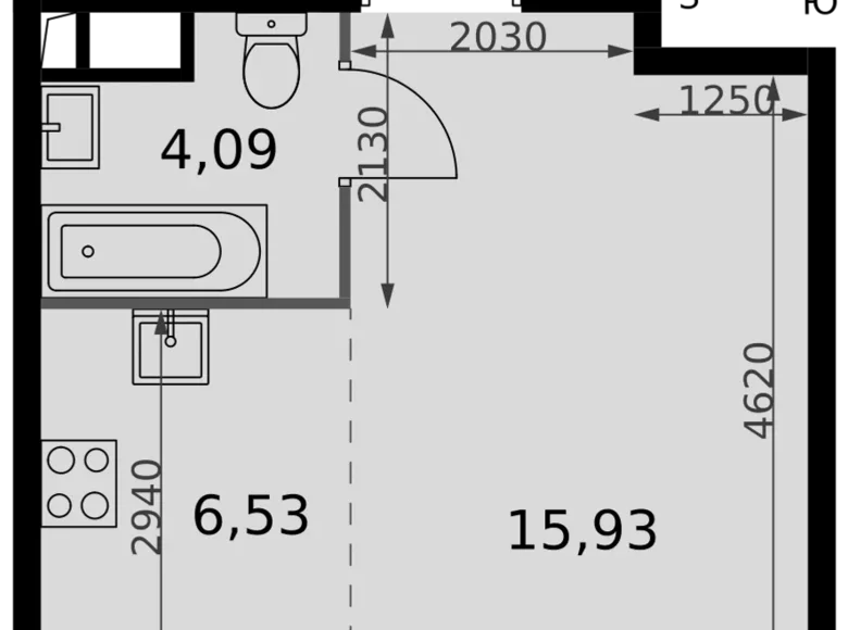 Студия 1 комната 27 м² Москва, Россия