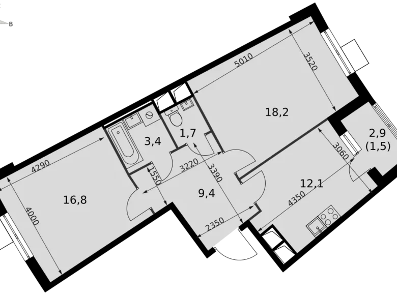 Apartamento 2 habitaciones 63 m² Razvilka, Rusia