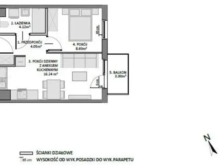 1 bedroom apartment 35 m² Gdansk, Poland