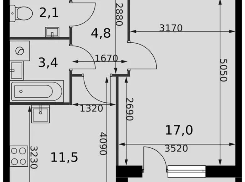 Mieszkanie 1 pokój 41 m² Razvilka, Rosja