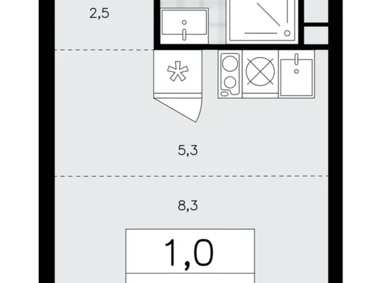 Wohnung 1 Zimmer 21 m² poselenie Sosenskoe, Russland