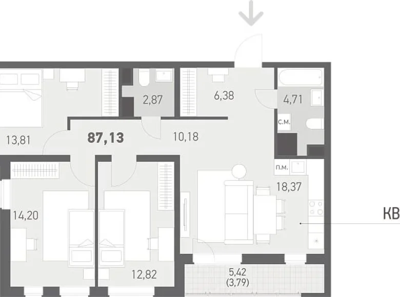 Apartamento 4 habitaciones 87 m² Kopisca, Bielorrusia