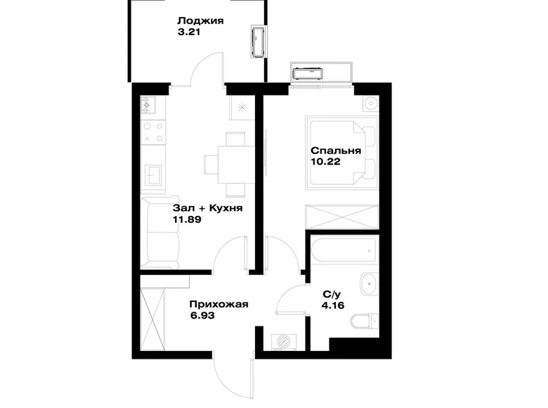 Квартира 1 комната 36 м² Ташкент, Узбекистан