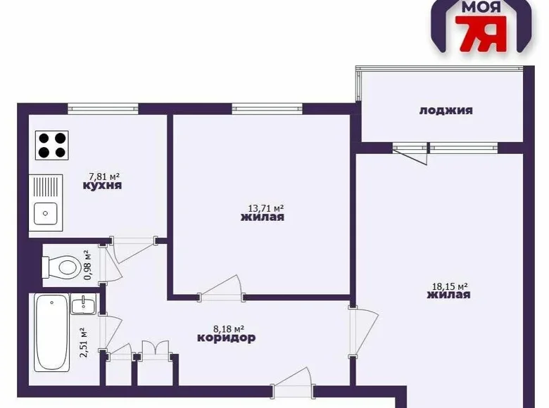 2 room apartment 52 m² Mahilyow, Belarus