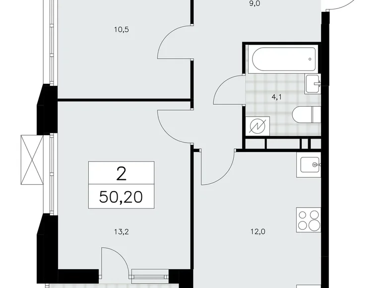 Apartamento 2 habitaciones 50 m² Moscú, Rusia