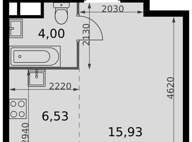 1 room studio apartment 26 m² Moscow, Russia