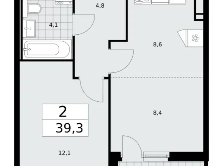 Квартира 2 комнаты 39 м² Москва, Россия