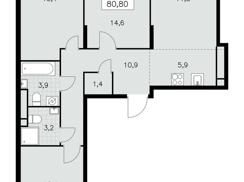 Wohnung 4 zimmer 81 m² Südwestlicher Verwaltungsbezirk, Russland