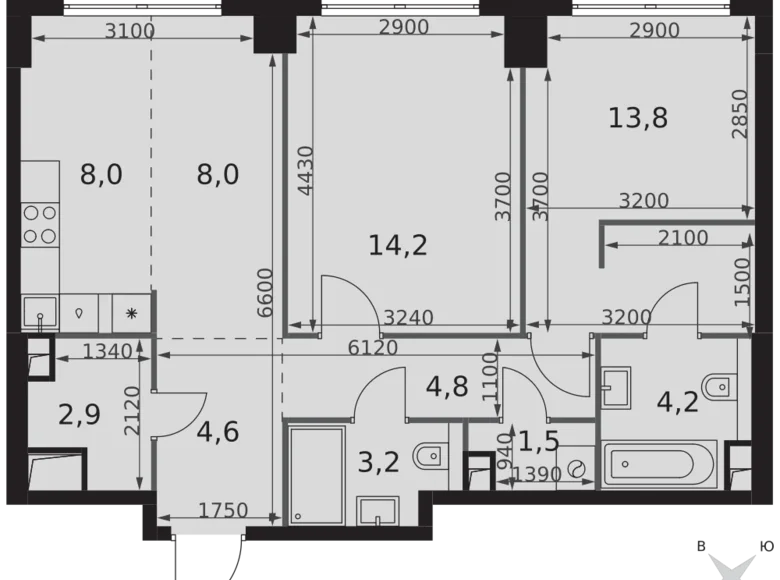Apartamento 2 habitaciones 65 m² Moscú, Rusia