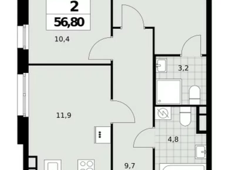 Wohnung 2 Zimmer 57 m² Nördlicher Verwaltungsbezirk, Russland