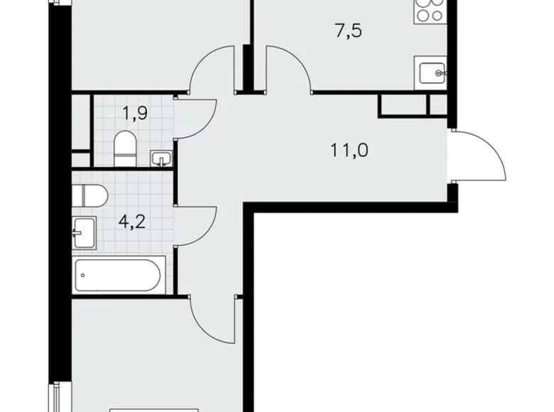 Apartamento 3 habitaciones 64 m² poselenie Sosenskoe, Rusia