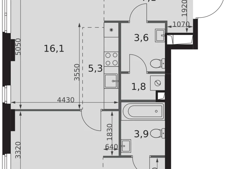 2 room apartment 56 m² North-Western Administrative Okrug, Russia