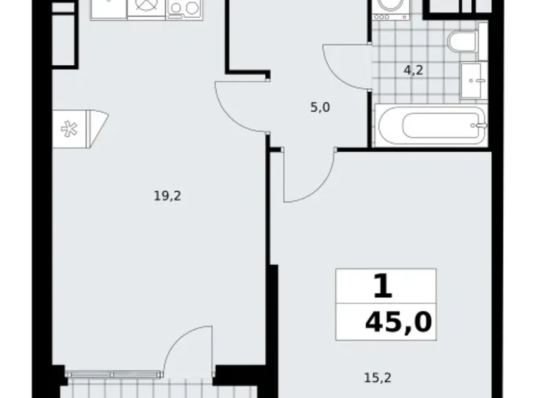 Appartement 1 chambre 45 m² poselenie Sosenskoe, Fédération de Russie