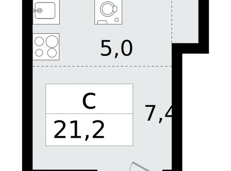 Apartamento 1 habitación 21 m² Vsevolozhsk, Rusia