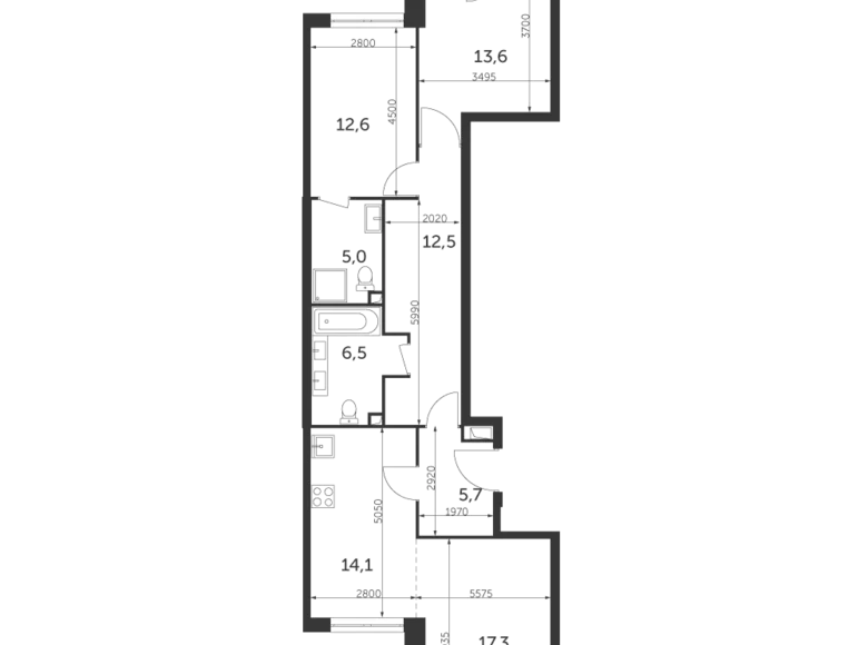 Appartement 3 chambres 89 m² North-Eastern Administrative Okrug, Fédération de Russie