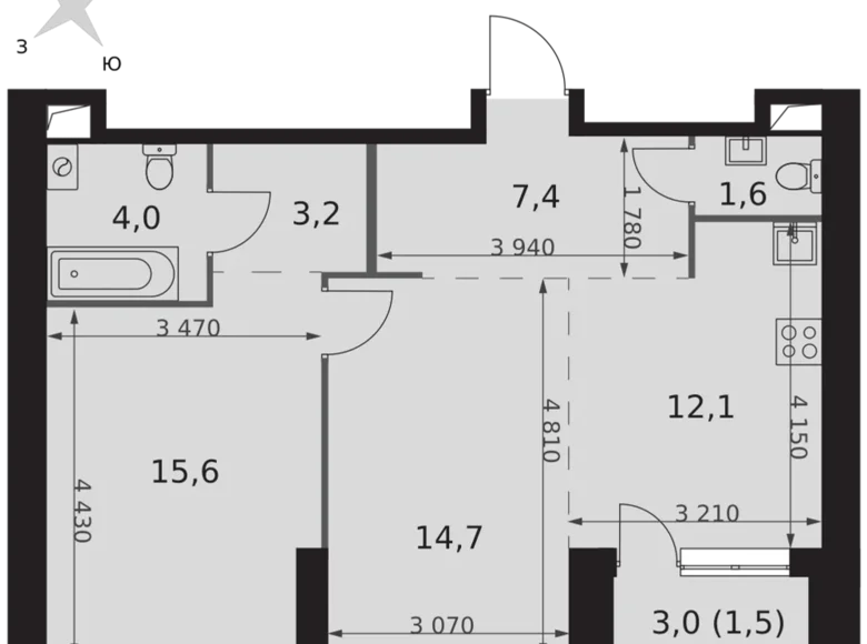 Apartamento 2 habitaciones 60 m² Konkovo District, Rusia