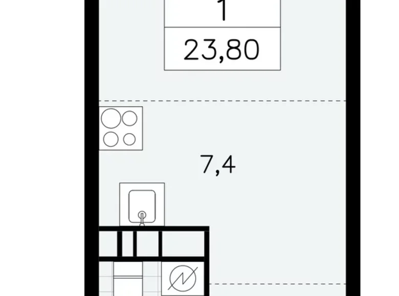 1 room apartment 24 m² Moscow, Russia