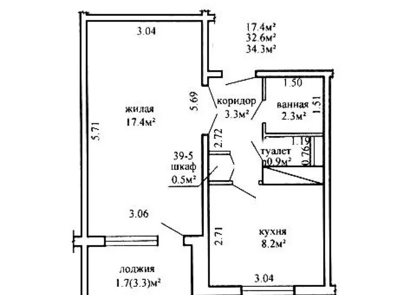 Квартира 1 комната 33 м² Минск, Беларусь