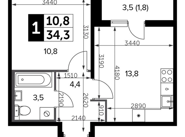 Apartamento 1 habitación 35 m² Leninsky District, Rusia