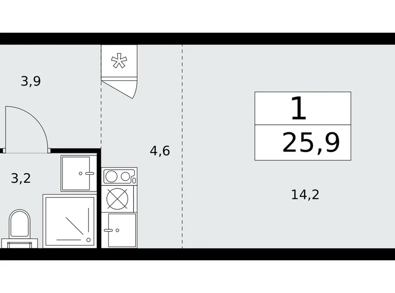 Wohnung 1 Zimmer 26 m² Moskau, Russland