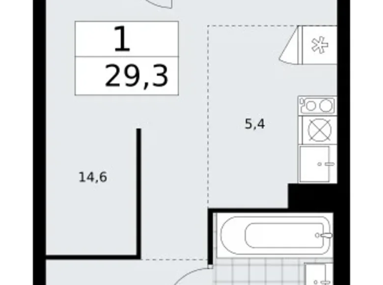 Wohnung 1 zimmer 29 m² Troizk, Russland